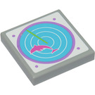 LEGO Medium Stone Gray Tile 2 x 2 with Pink Dolphin on Radar Sticker with Groove (3068)