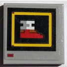 LEGO Mittleres Steingrau Fliese 2 x 2 mit Pixel Shoe Aufkleber mit Nut (3068)