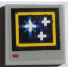 LEGO Mittleres Steingrau Fliese 2 x 2 mit Pixel Stars Aufkleber mit Nut (3068)