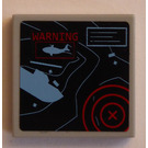 LEGO Gris pierre moyen Tuile 2 x 2 avec Radar screen, "WARNING" Autocollant avec rainure (3068)