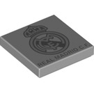 LEGO Medium Stone Gray Tile 2 x 2 with 'REAL MADRID C. F.' Logo with Groove (3068 / 82469)