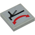 LEGO Medium Stone Gray Tile 2 x 2 with Red Arrow and Black Lever Sticker with Groove (3068)