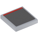 LEGO Medium Stone Gray Tile 2 x 2 with Red Line and Thin, Diagonal Black Stripes (Right) Sticker with Groove (3068)