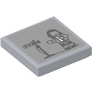 LEGO Medium Stone Gray Tile 2 x 2 with Singer Sticker with Groove (3068)
