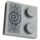 LEGO Medium Steengrijs Tegel 2 x 2 met Studs Aan Rand met Spiral, Cracks Sticker (33909)