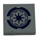 LEGO Medium Stone Gray Tile 2 x 2 with SW Republic Logo Sticker with Groove (3068)