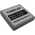 LEGO Medium Stone Gray Tile 2 x 2 with "TIMELAP 00:03:57 MOUNTAIN RALLY" Sticker with Groove (3068)