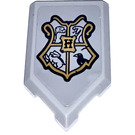 LEGO Medium Steengrijs Tegel 2 x 3 Pentagonal met Hogwarts Crest Sticker (22385)