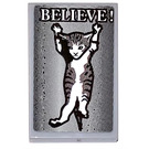 LEGO Medium Stone Gray Tile 2 x 3 with 'Believe!' Poster with Cat Sticker (26603)