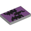 LEGO Mittleres Steingrau Fliese 2 x 3 mit Purple und Schwarz Pixels (26603 / 102481)