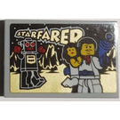 LEGO Medium Steengrijs Tegel 2 x 3 met 'STARFARER', Robot en Minifigures Sticker (26603)