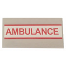 LEGO Medium Stone Gray Tile 2 x 4 with ‘Ambulance’ Sticker (87079)