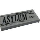 LEGO Medium Steengrijs Tegel 2 x 4 met Asylum Sticker (87079)