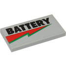 LEGO Mittleres Steingrau Fliese 2 x 4 mit Battery Logo Aufkleber (87079)