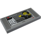 LEGO Medium Stone Gray Tile 2 x 4 with 'Breaking News CITYHALL COLLAPSED' TV Screen Sticker (87079)