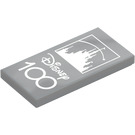 LEGO Medium Stone Gray Tile 2 x 4 with 'Disney 100' (87079 / 104298)