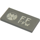 LEGO Medium Stone Gray Tile 2 x 4 with FF 1° FW and SHIELD Logo (Left) Sticker (87079)