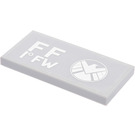 LEGO Medium Stone Gray Tile 2 x 4 with FF 1° FW and SHIELD Logo (Right) Sticker (87079)