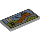 LEGO Gris pierre moyen Tuile 2 x 4 avec Jurassic Park Map (37831 / 87079)