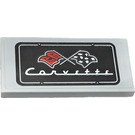 LEGO Medium Stone Gray Tile 2 x 4 with License Plate with Corvette Logo Sticker (87079)