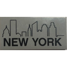 LEGO Medium Stone Gray Tile 2 x 4 with 'NEW YORK' and City Skyline (25454 / 87079)