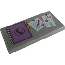 LEGO Gris pierre moyen Tuile 2 x 4 avec Phone Book et Documents Autocollant (87079)