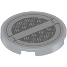 LEGO Medium Stone Gray Tile 3 x 3 Round with Workers’ Hatch Cover Sticker (67095)