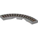 LEGO Medium Stone Gray Tile 4 x 4 Curved Corner with Cutouts with Train Tracks (27507)