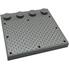LEGO Medium Stone Gray Tile 4 x 4 with Studs on Edge with 8 Black Rivets on Large Silver Tread Plate Sticker (6179)