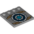 LEGO Gris pierre moyen Tuile 4 x 4 avec Goujons sur Bord avec Bleu & blanc Target et Wings  (6179 / 12960)