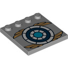 LEGO Medium Stone Gray Tile 4 x 4 with Studs on Edge with Blue & White Target and Wings  (6179 / 12960)