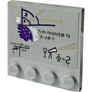 LEGO Medium Steengrijs Tegel 4 x 4 met Studs Aan Rand met Laboratory Pin Bord Sticker (6179)