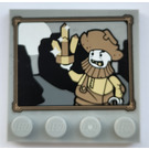 LEGO Medium Stone Gray Tile 4 x 4 with Studs on Edge with Portrait of Man with Rock Sticker (6179)