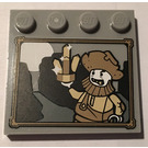 LEGO Medium Stone Gray Tile 4 x 4 with Studs on Edge with Portrait of Man with Rock Sticker (6179)