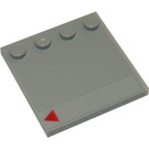 LEGO Medium Stone Gray Tile 4 x 4 with Studs on Edge with Red arrow on the left Sticker (6179)