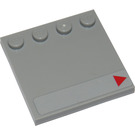 LEGO Gris pierre moyen Tuile 4 x 4 avec Goujons sur Bord avec rouge La Flèche sur the Droite Autocollant (6179)