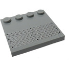 LEGO Mittleres Steingrau Fliese 4 x 4 mit Bolzen auf Kante mit Treten Plates Aufkleber (6179)