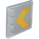LEGO Mittleres Steingrau Fliese 4 x 4 mit Bolzen auf Kante mit Gelb Pfeil Aufkleber (6179)