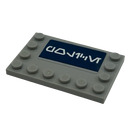 LEGO Medium Steengrijs Tegel 4 x 6 met Studs Aan 3 Edges met Aurebesh Characters 'Politie' Sticker (6180)