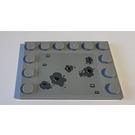 LEGO Mittleres Steingrau Fliese 4 x 6 mit Bolzen auf 3 Edges mit Bullet Löcher from UCS Millennium Falcon Aufkleber (6180)