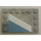 LEGO Medium Steengrijs Tegel 4 x 6 met Studs Aan 3 Edges met Diagonal Stripe Links Sticker (6180)