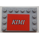 LEGO Gris pierre moyen Tuile 4 x 6 avec Goujons sur 3 Edges avec 'KIMI' Autocollant (6180)