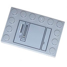 LEGO Gris pierre moyen Tuile 4 x 6 avec Goujons sur 3 Edges avec Mobile Tac-Pod Porte (La gauche Côté) Autocollant (6180)