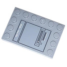 LEGO Gris pierre moyen Tuile 4 x 6 avec Goujons sur 3 Edges avec Mobile Tac-Pod Porte (Droite Côté) Autocollant (6180)