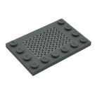 LEGO Medium Steengrijs Tegel 4 x 6 met Studs Aan 3 Edges met Zilver Loopvlak Plaat Sticker