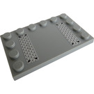 LEGO Medium Stone Gray Tile 4 x 6 with Studs on 3 Edges with Silver Tread Plates Sticker (6180)
