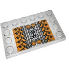 LEGO Medium Steengrijs Tegel 4 x 6 met Studs Aan 3 Edges met SW Sith Infiltrator Mechanisch Patroon Sticker (6180)