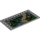 LEGO Mittleres Steingrau Fliese 6 x 12 mit Noppen auf 3 Edges mit Strand mit Gras (6178 / 18881)