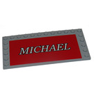 LEGO Medium Stone Gray Tile 6 x 12 with Studs on 3 Edges with 'Michael' Sticker (6178)