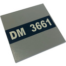 LEGO Medium Stone Gray Tile 6 x 6 with 'DM 3661' Sticker without Bottom Tubes (6881)